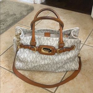 Michael Kors cream and tan signature purse